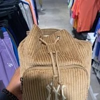 [S] MLB CORDUROY BUCKET BAG,DEEP BEIGE, 3ABMS0416-50BGD (SMLB163)
