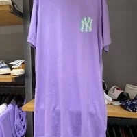 [S] MLB WOMEN'S PLAY MIDI SHORT SLEEVE DRESS NEW YORK YANKEES,VIOLET, 310P16131-50V (SMLB164)