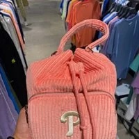 [S] MLB CORDUROY BUCKET BAG,CORAL, 3ABMS0416-10COS (SMLB165)