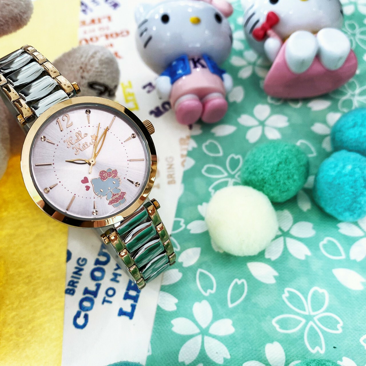 【HELLO KITTY】水玉點點甜美手錶 LK709LTPI (半金) 32mm 現代鐘錶