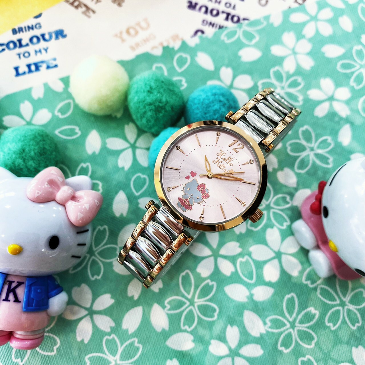 【HELLO KITTY】水玉點點甜美手錶 LK709LTPI (半金) 32mm 現代鐘錶