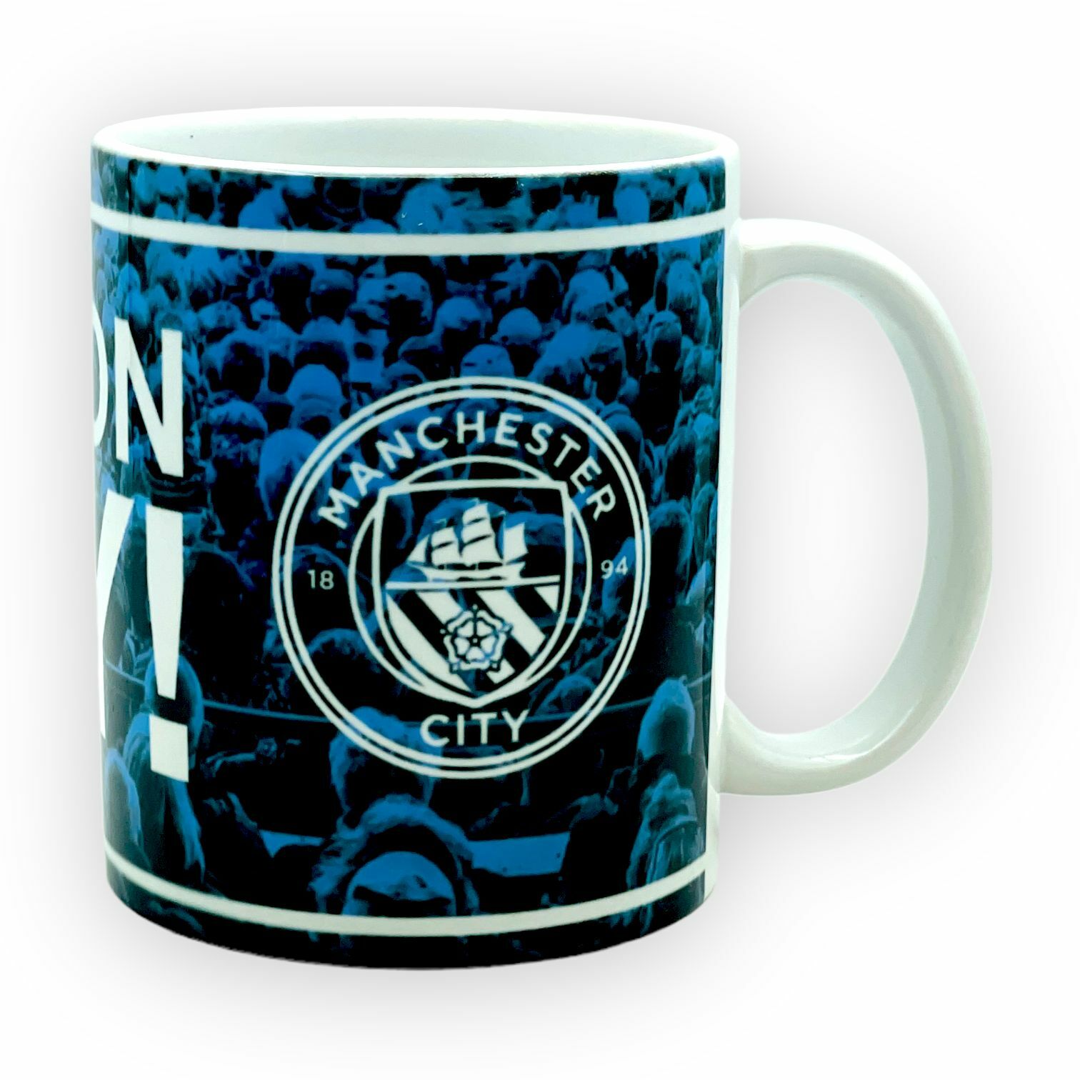 曼城淺藍色暗花COME ON CITY水杯