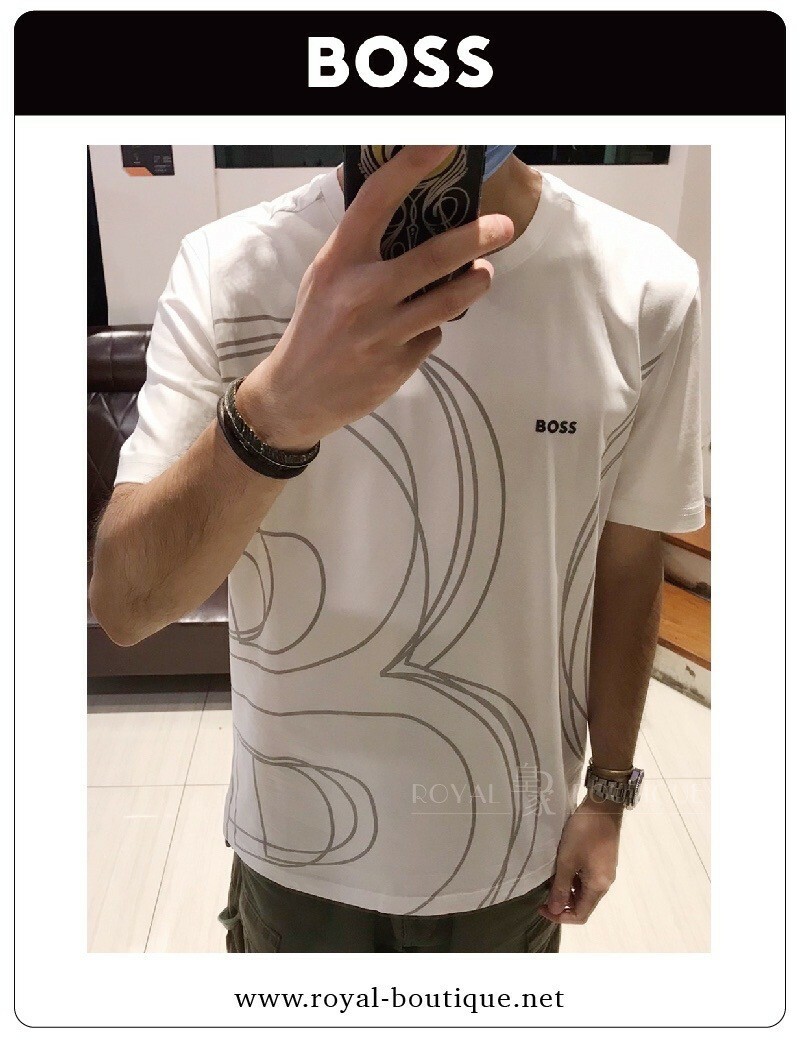 BOSS 大面積B字拉線短T