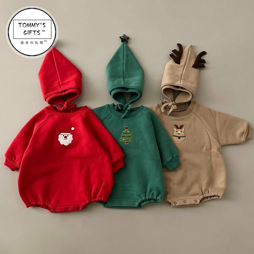 聖誕!應景加絨包屁衣含帽子!