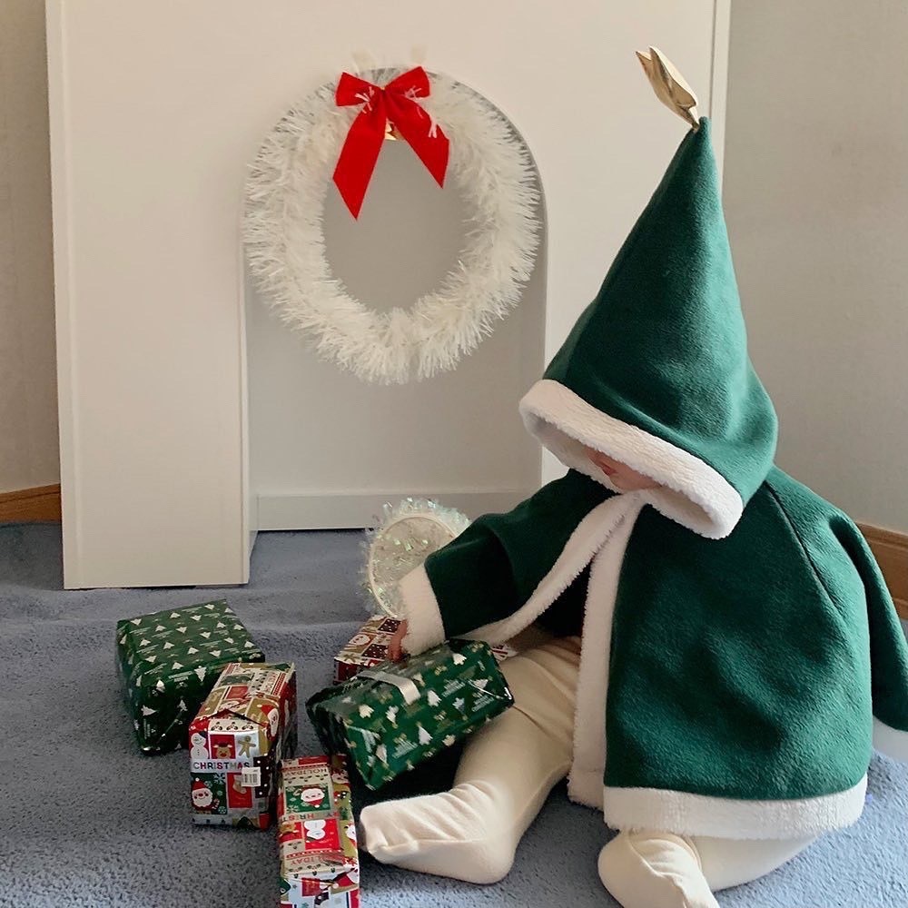 可愛!聖誕外出保暖斗篷!