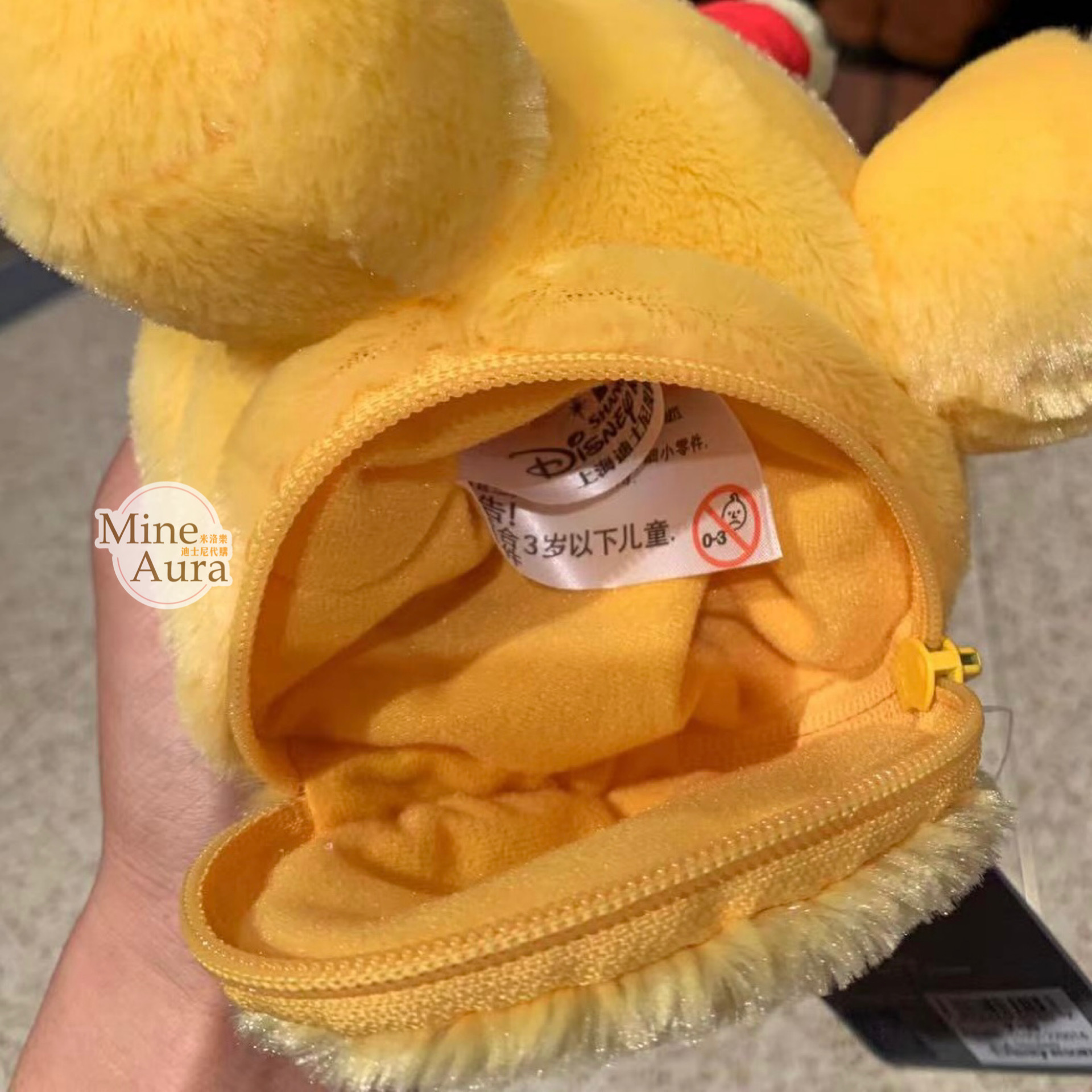 小熊維尼 Winnie the Pooh 絨毛造型 筆袋 收納袋 -上海迪士尼樂園