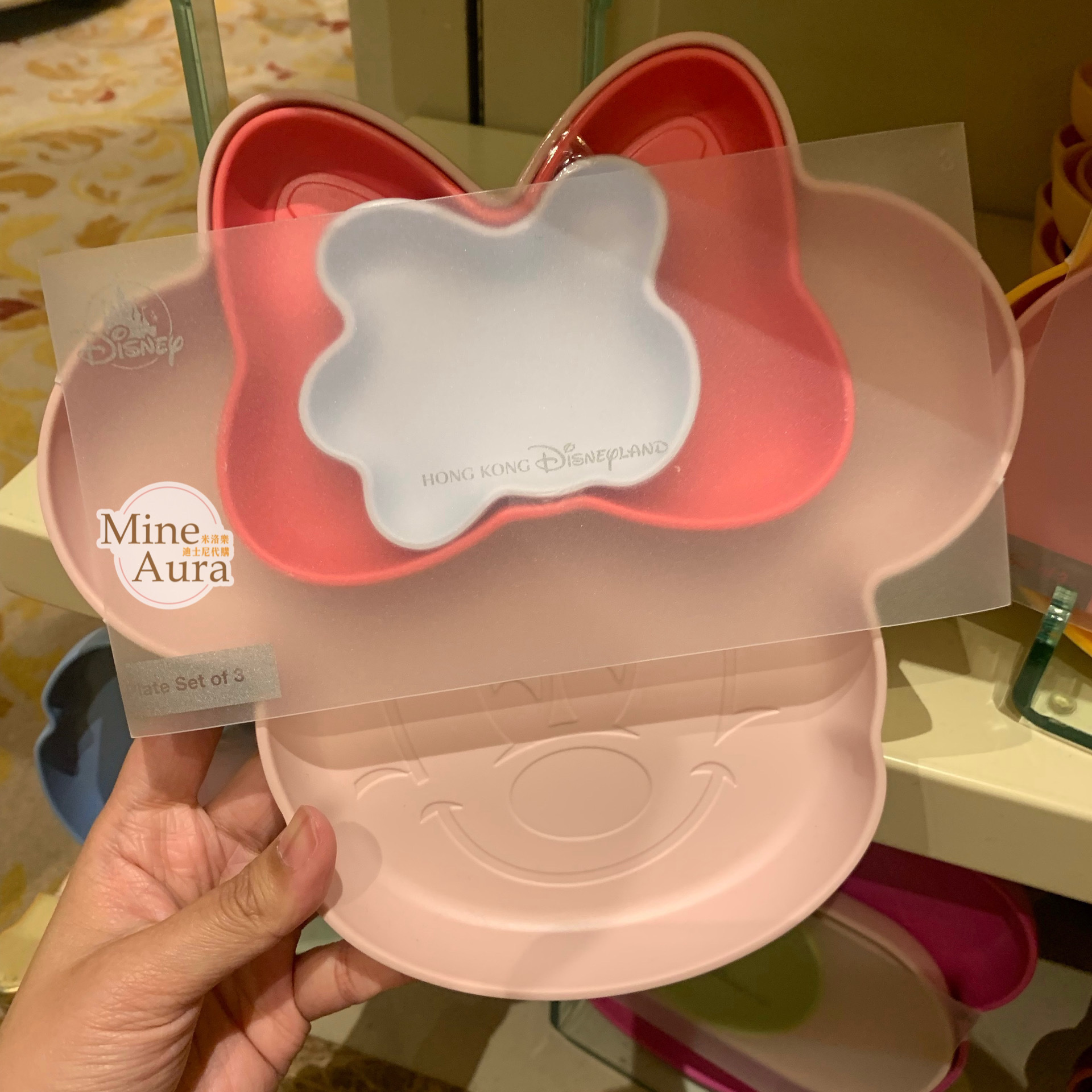 (特價現貨) 米妮 Minnie 大頭造型 餐盤 3入組 -香港迪士尼樂園