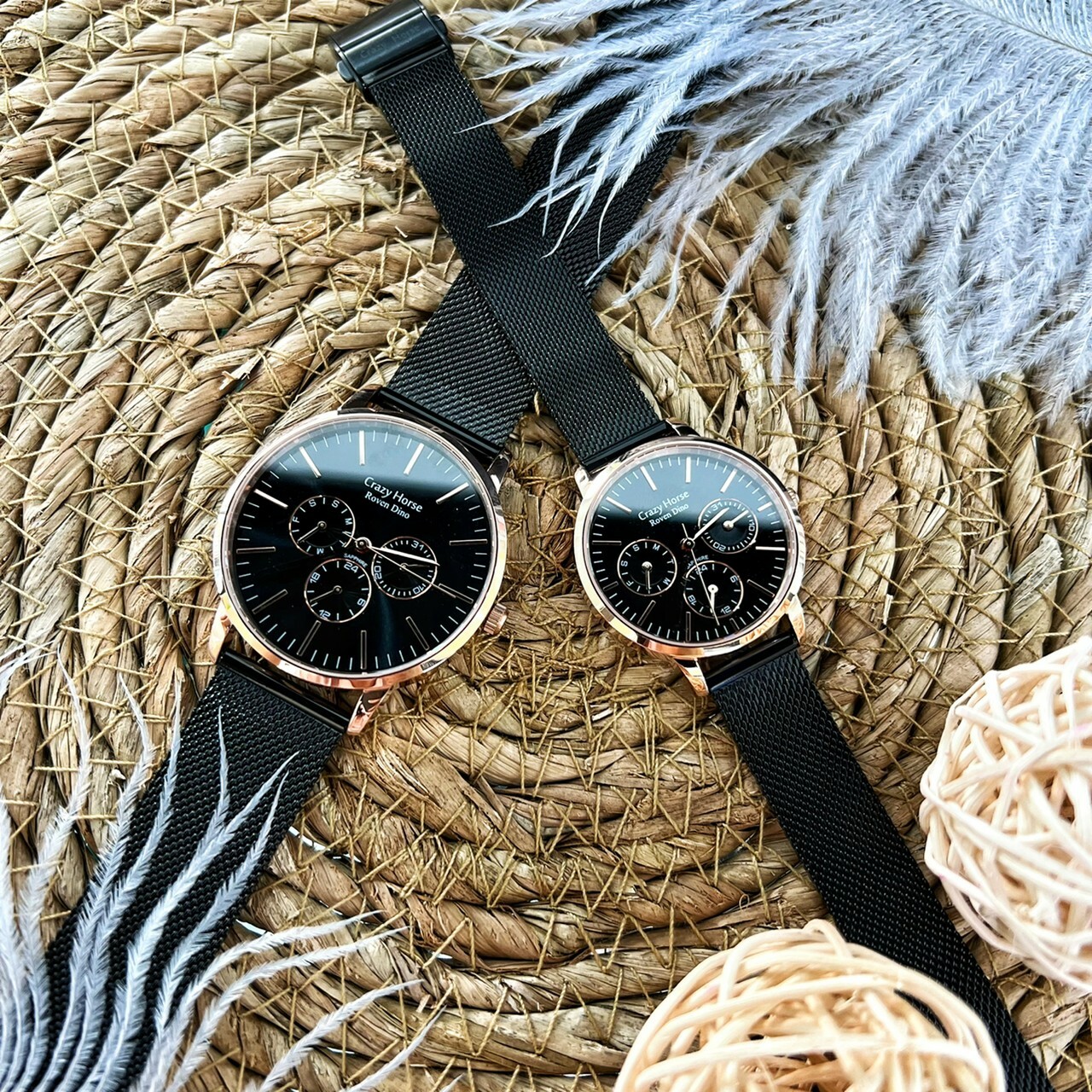 【Roven Dino 羅梵迪諾】城市光廊三眼時尚對錶 RD9411BRG 40mm/ RD9411BRG 32mm 現代鐘錶