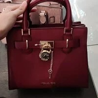 [S] MICHAEL KORS 35T1GHMS1L HAMILTON SMALL SATCHEL LEATHER, MULBERRY, 196163460871 (SMK171)