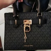 [S] MICHAEL KORS 35F1GHMS1B HAMILTON SMALL SATCHEL, BLACK, 194900653074 (SMK172)
