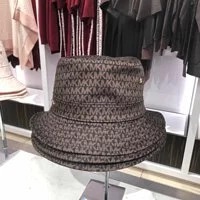 [S] MICHAEL KORS JF200017BN ALLOVER MONOGRAM PRINT BUCKET HAT, CHOCOLATE, 196163464473 (SMK187)