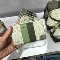 [S] MICHAEL KORS 32S2GJ6DOU JET SET SMALL ZIP AROUND CARD CASE, LT SAGE, OLIVE, 196163137568 (SMK192)