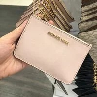 [S] MICHAEL KORS 35F7GTVU1L JET SET TRAVEL SM TZ COINPOUCH WITH ID LEATHER, POWDER BLUSH, 193599693675 (SMK195)