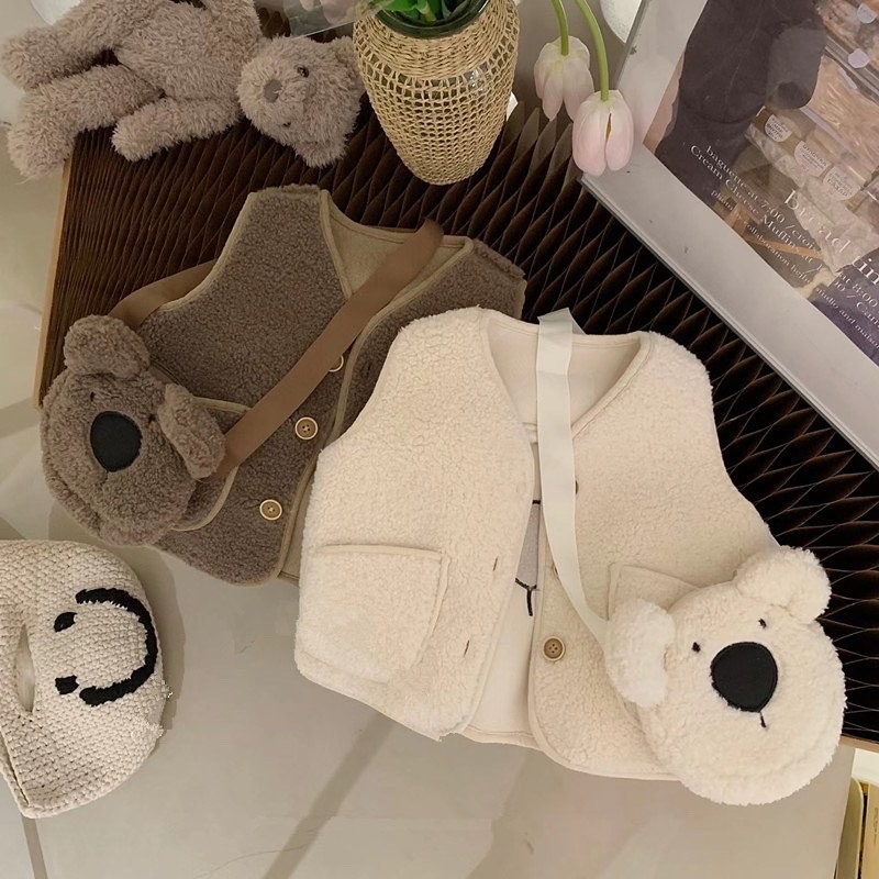 超級Q黑黑鼻頭熊羊羔毛背心