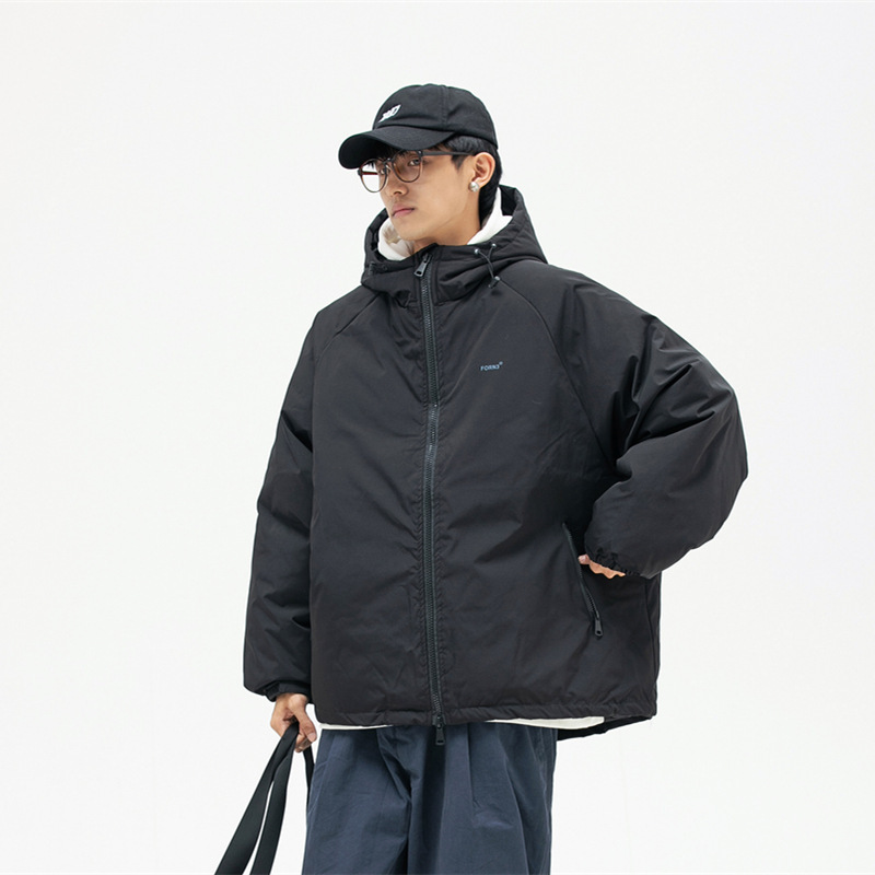 11M27 簡約連帽拉鍊外套 黑色