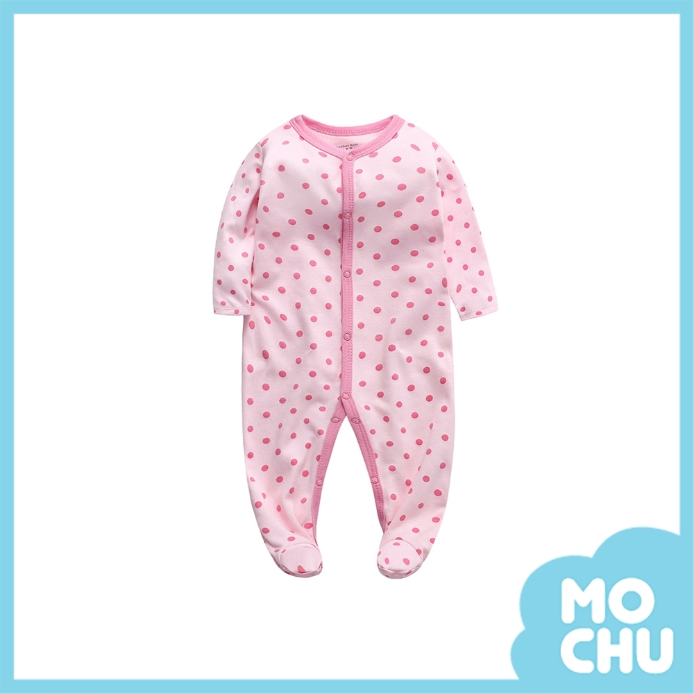 粉粉圓點長袖連身衣(包腳款)