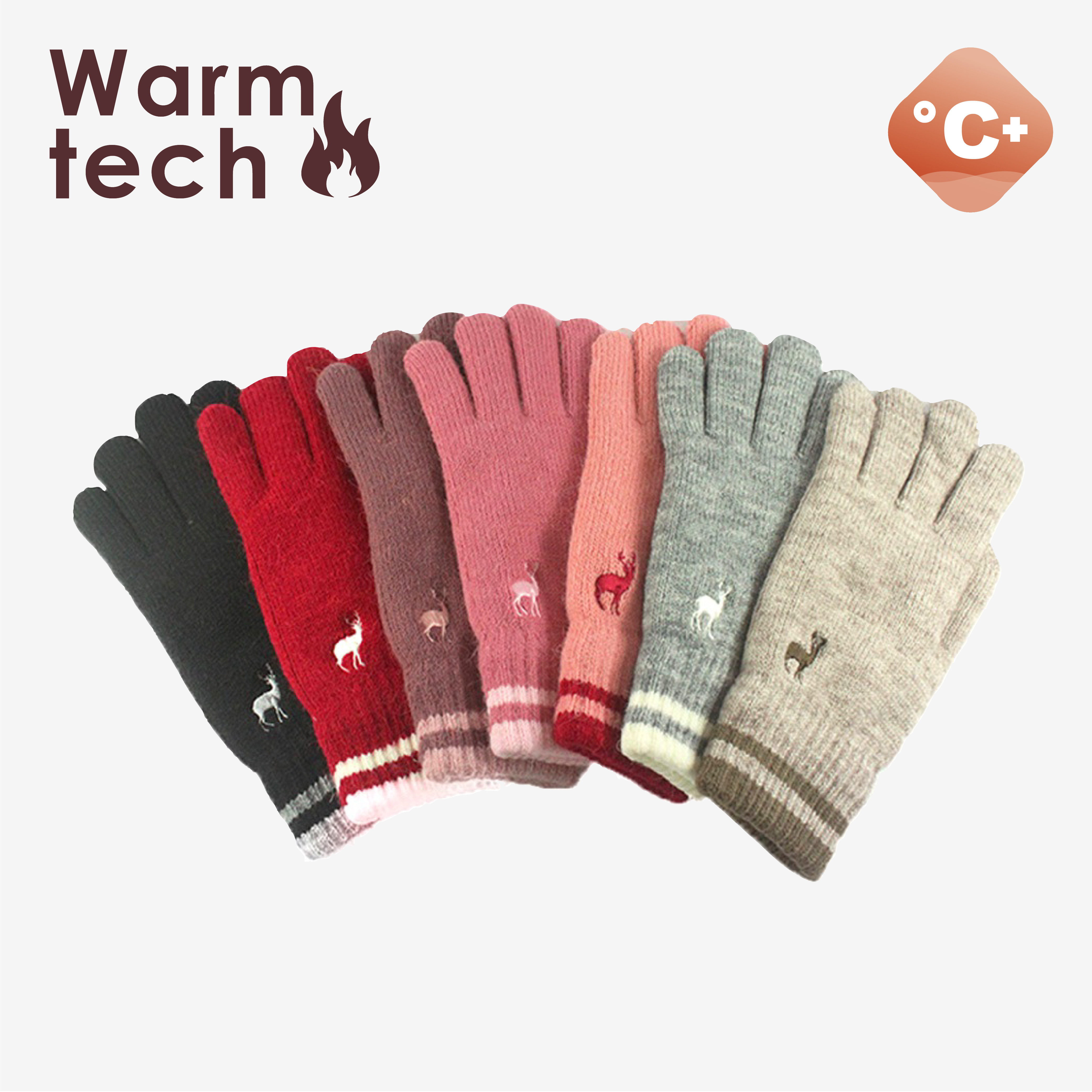 【肌暖】女士麋鹿刺繡雙層保暖手套丨G1446T