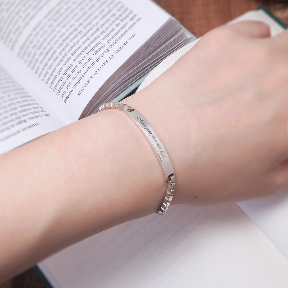 微笑手鍊 純銀小款 客製化刻字訂製 女生手鍊