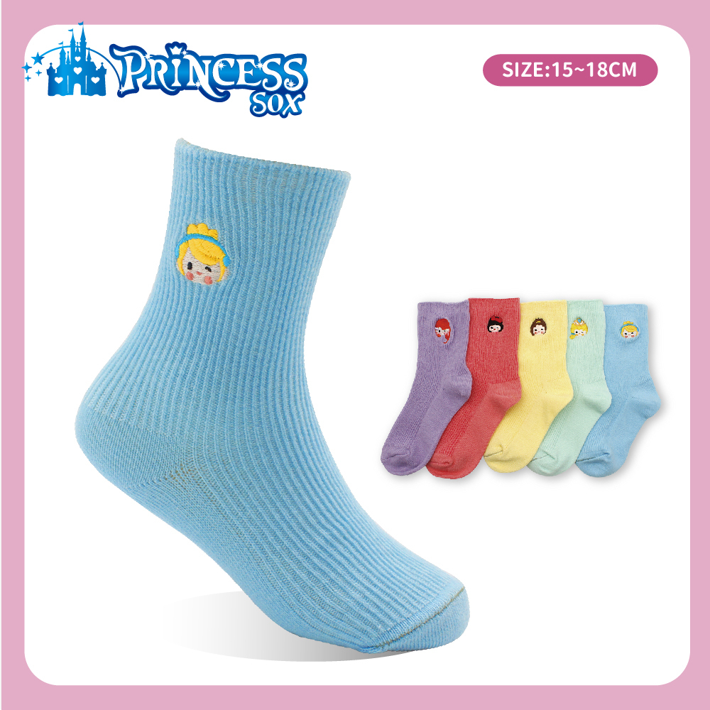 【肌柔】台灣製「卡通造型」公主系列｜刺繡棉質中筒襪(兒童款)丨P1273