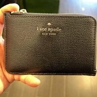 [S] KATE SPADE WLR00595 MEDIUM ZIP CARD HOLDER,BLACK, 196021022975 (SKS311)