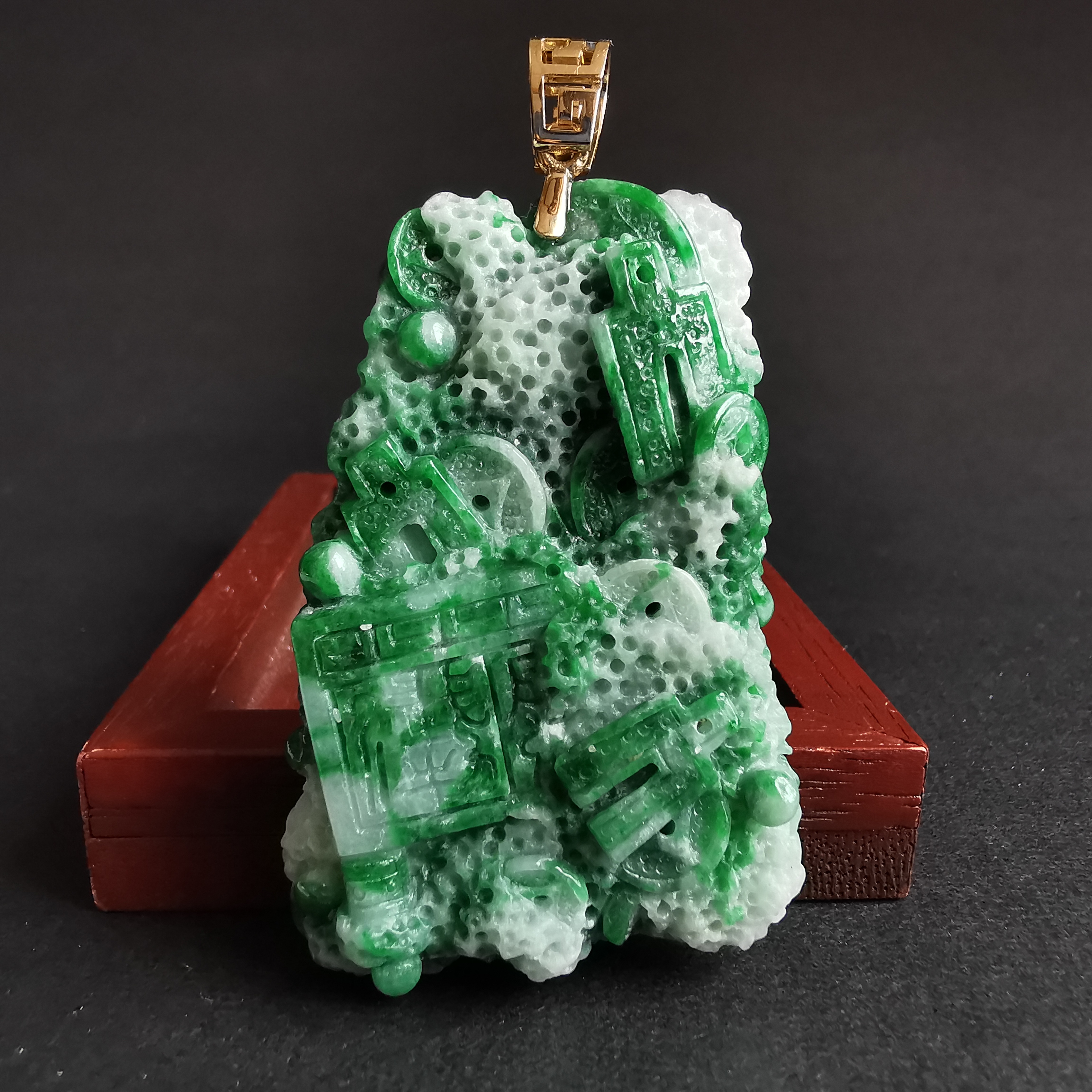 錦灰堆八破圖厚德載物, 天然翡翠A玉, 緬甸玉, Jade, Jadeite
