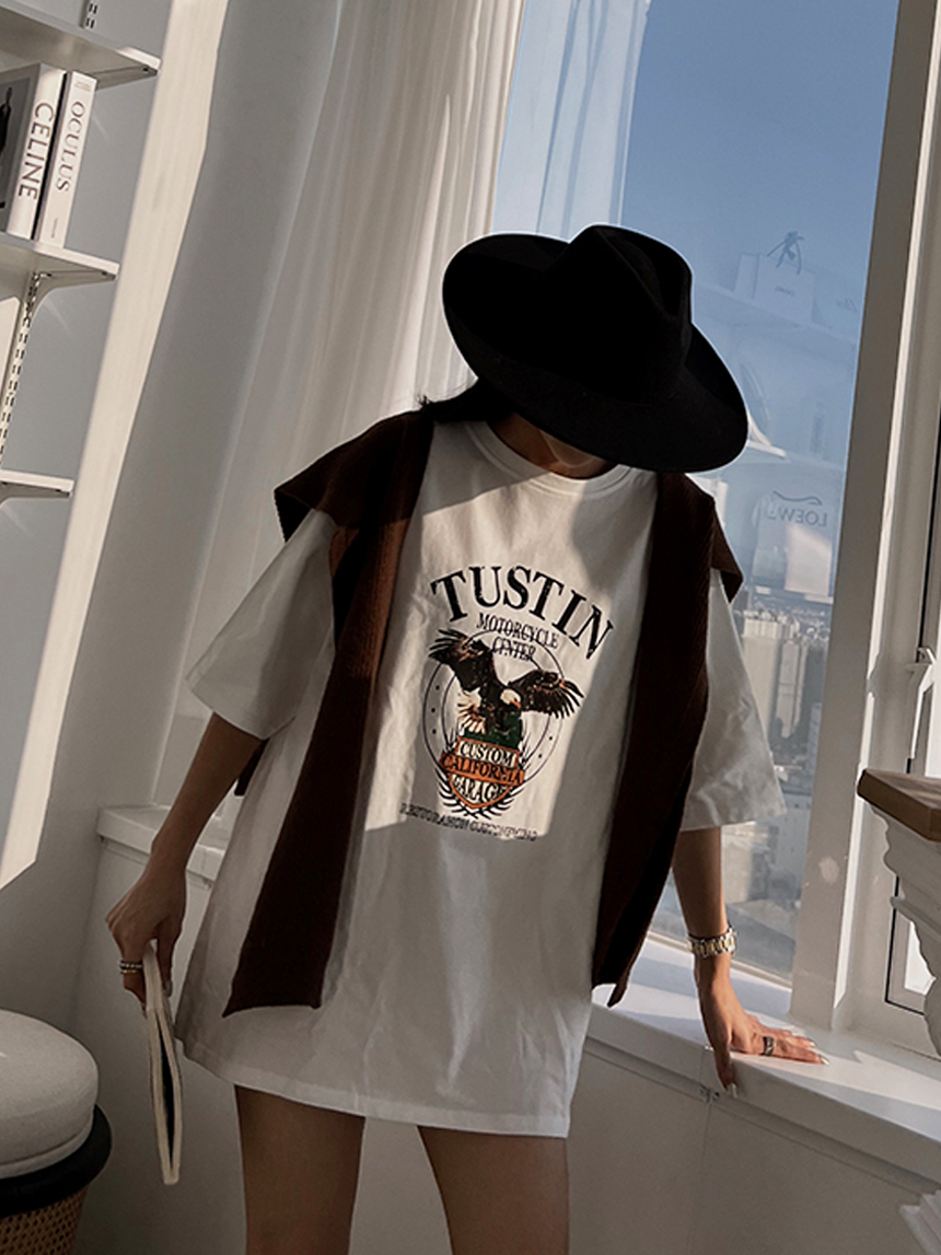 美式磨毛老鷹長版上衣*4色