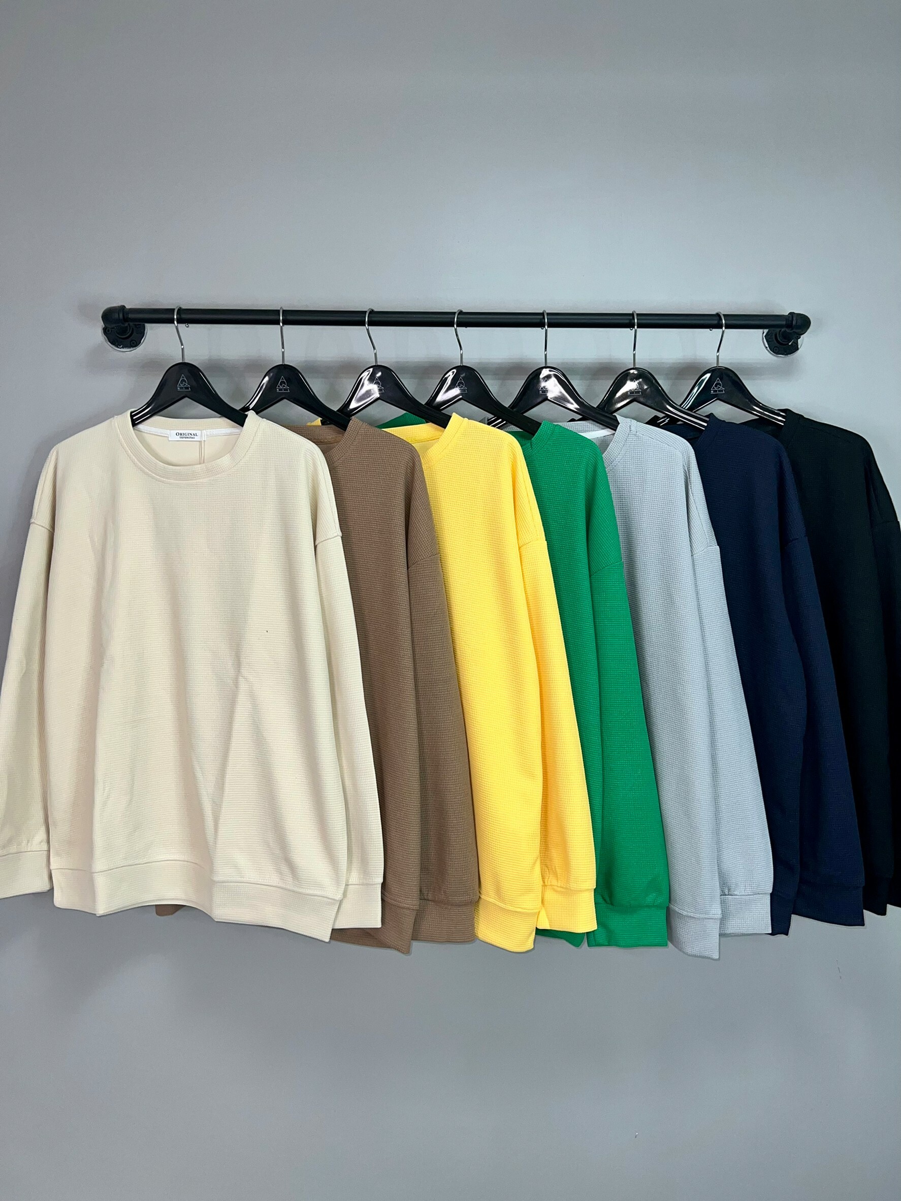 華夫格紋 寬鬆 素色 衛衣