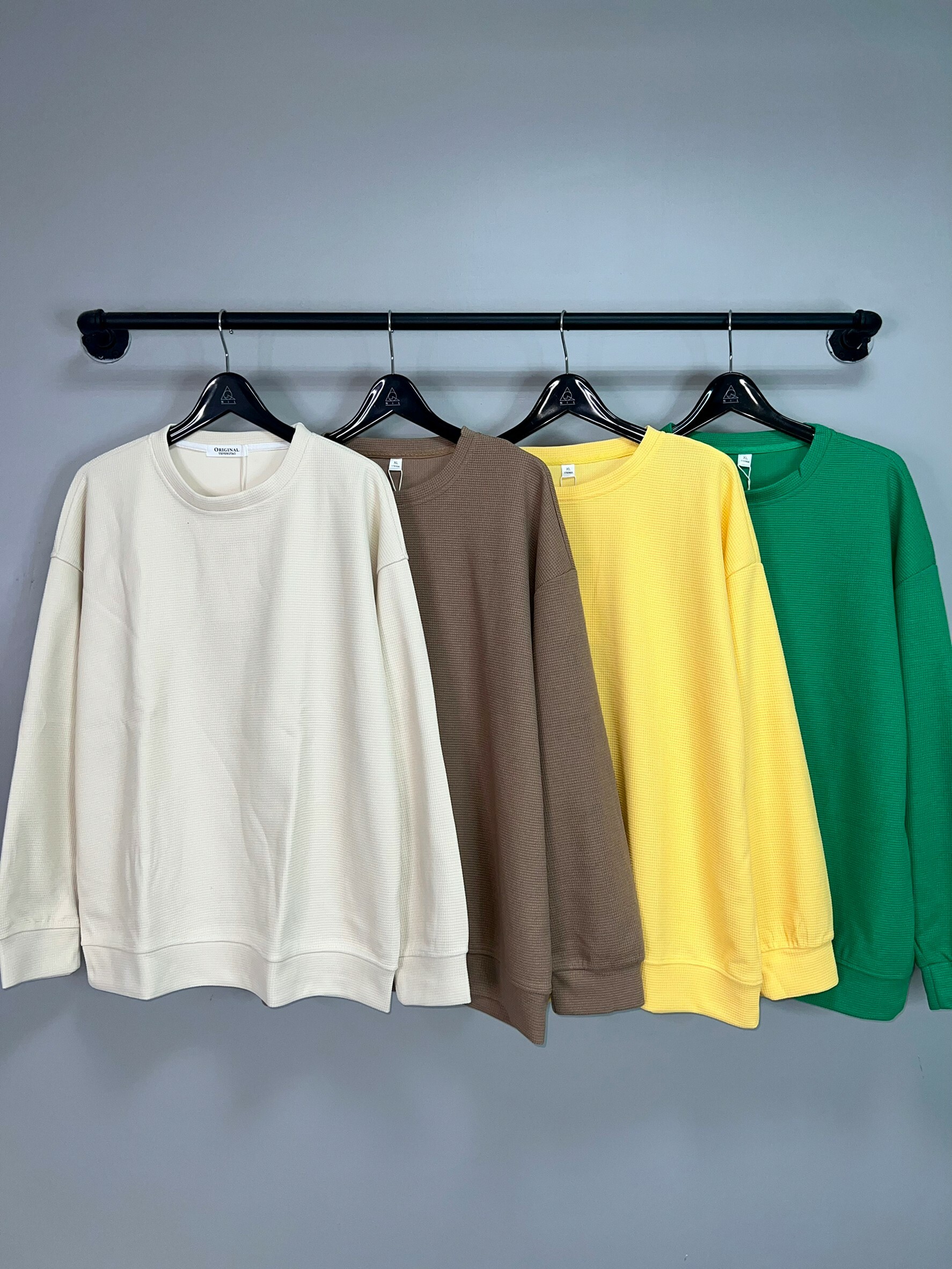 華夫格紋 寬鬆 素色 衛衣