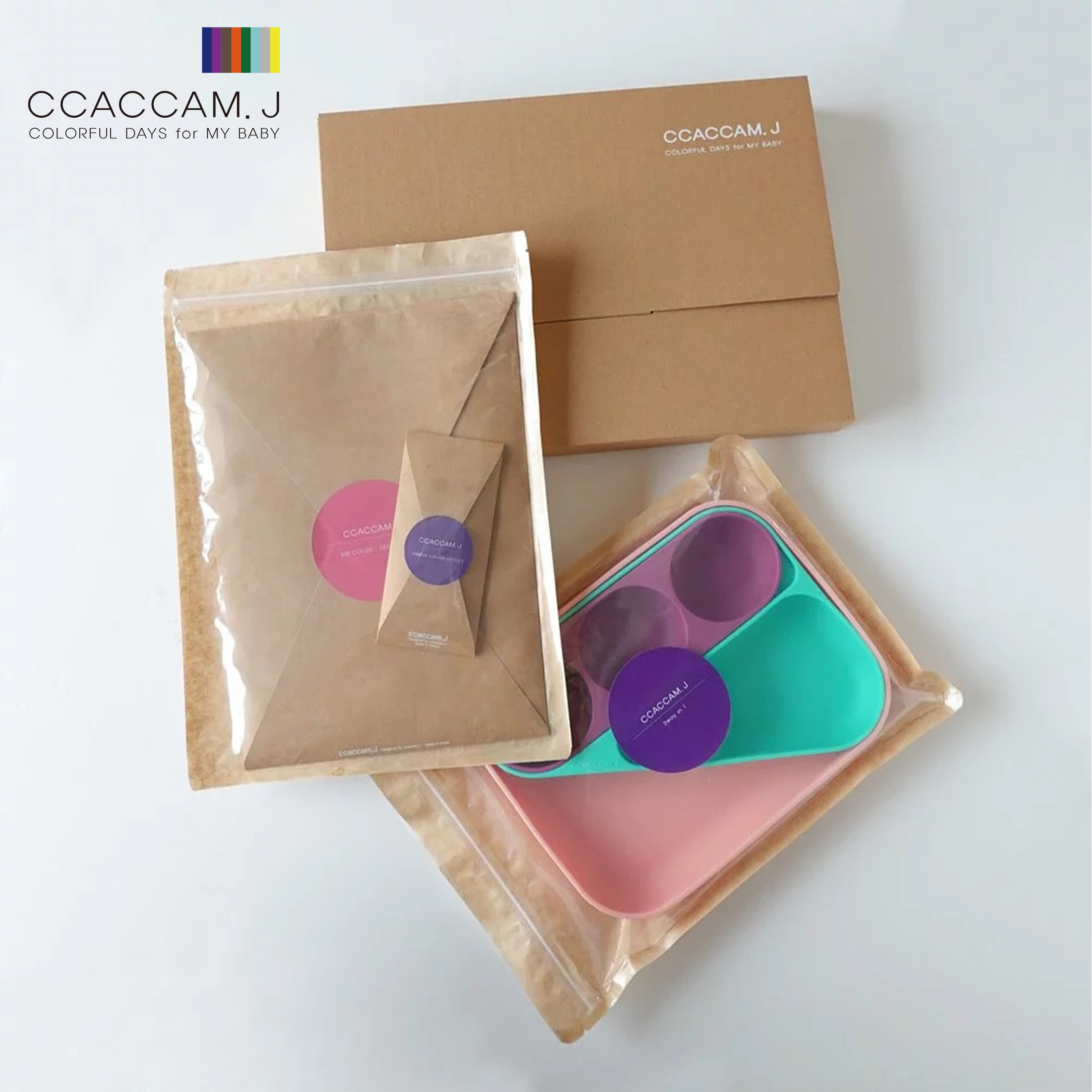 抖兜調色餐盤組合【4色】-韓國ccaccam.j美型抖兜調色餐盤