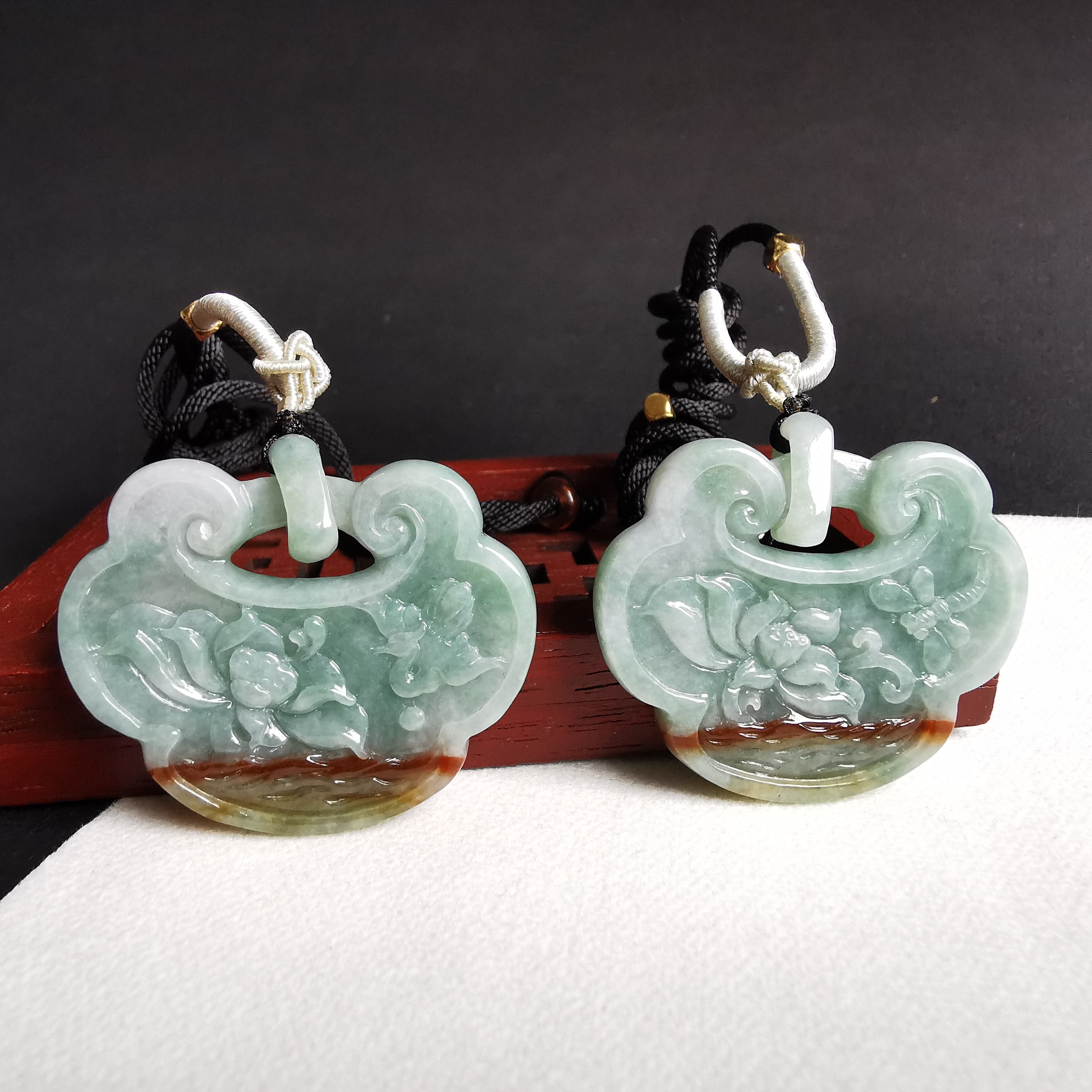「于飛之樂」對牌一對, 天然翡翠A玉, 緬甸玉, Jade, Jadeite
