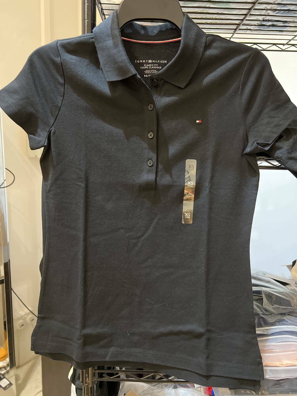 [S] TOMMY HILFIGER CLASSIC FIT ESSENTIAL STRETCH COTTON POLO, BLACK, 7695226012-CORE (STH51)