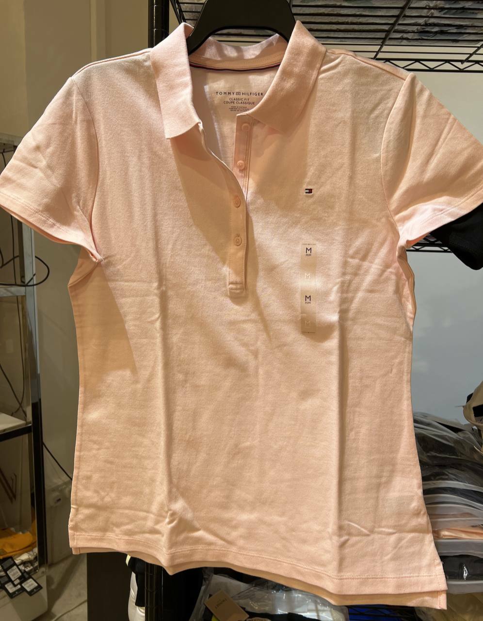 [S] TOMMY HILFIGER CLASSIC FIT ESSENTIAL STRETCH COTTON POLO, LIGHT PINK, 7695226662-CORE (STH52)