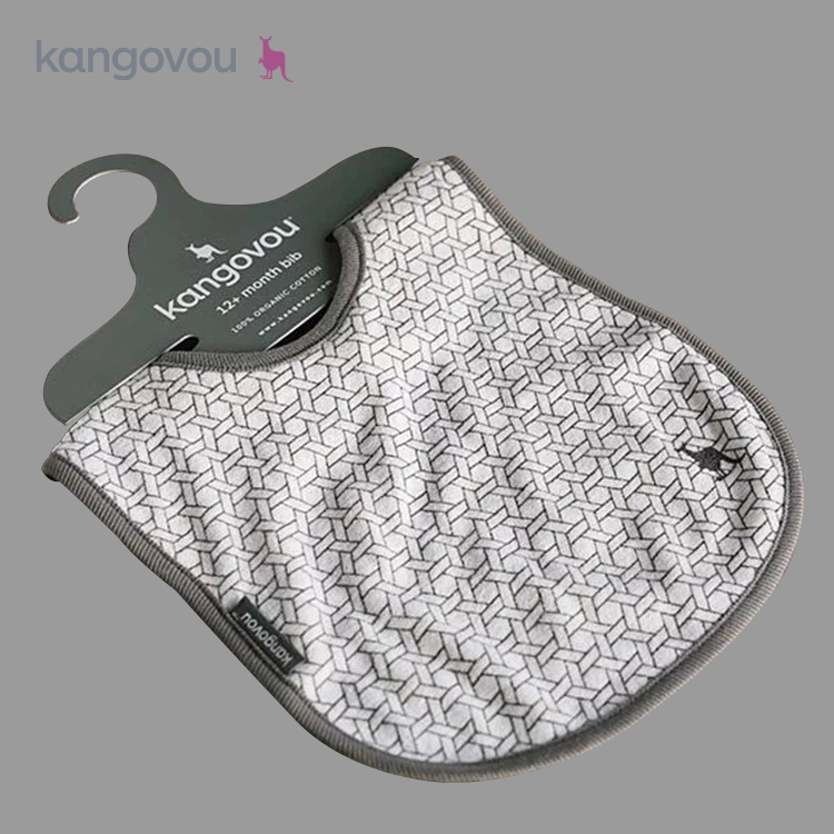 有機棉圍兜兜(小淘氣款) 【小狼灰】-Kangovou 小袋鼠不鏽鋼安全兒童餐具