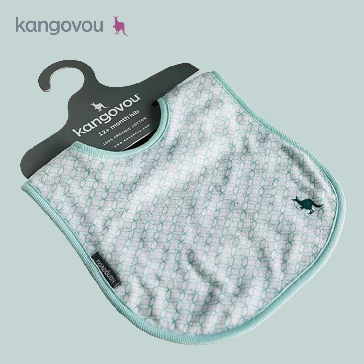 有機棉圍兜兜(小淘氣款) 【薄荷綠】-Kangovou 小袋鼠不鏽鋼安全兒童餐具