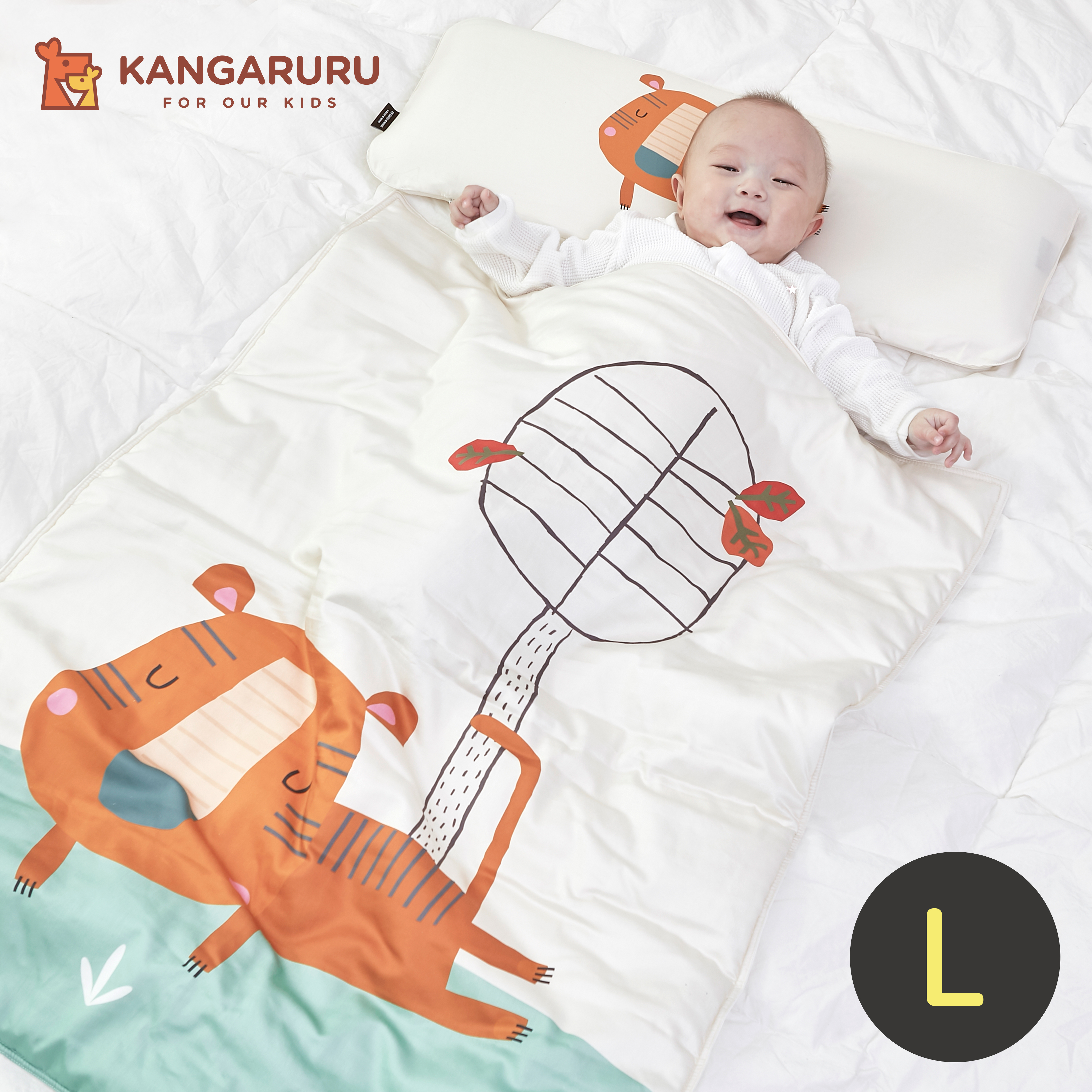 親膚抗菌防蹣寶貝毯L【小虎Hora】-韓國Kangaruru袋鼠寶寶甜睡安全寢具