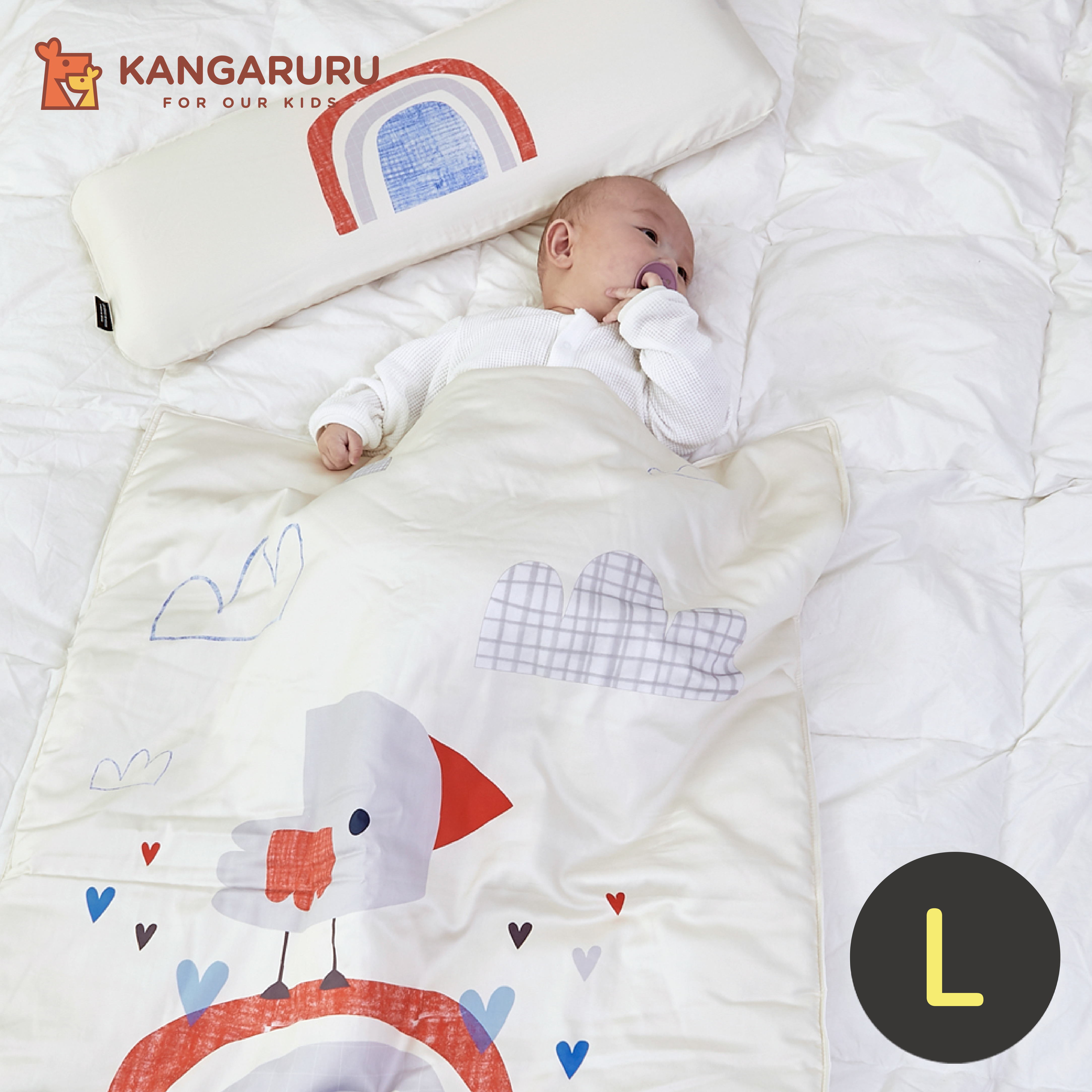 親膚抗菌防蹣寶貝毯L【小鳥Rozi】-韓國Kangaruru袋鼠寶寶甜睡安全寢具