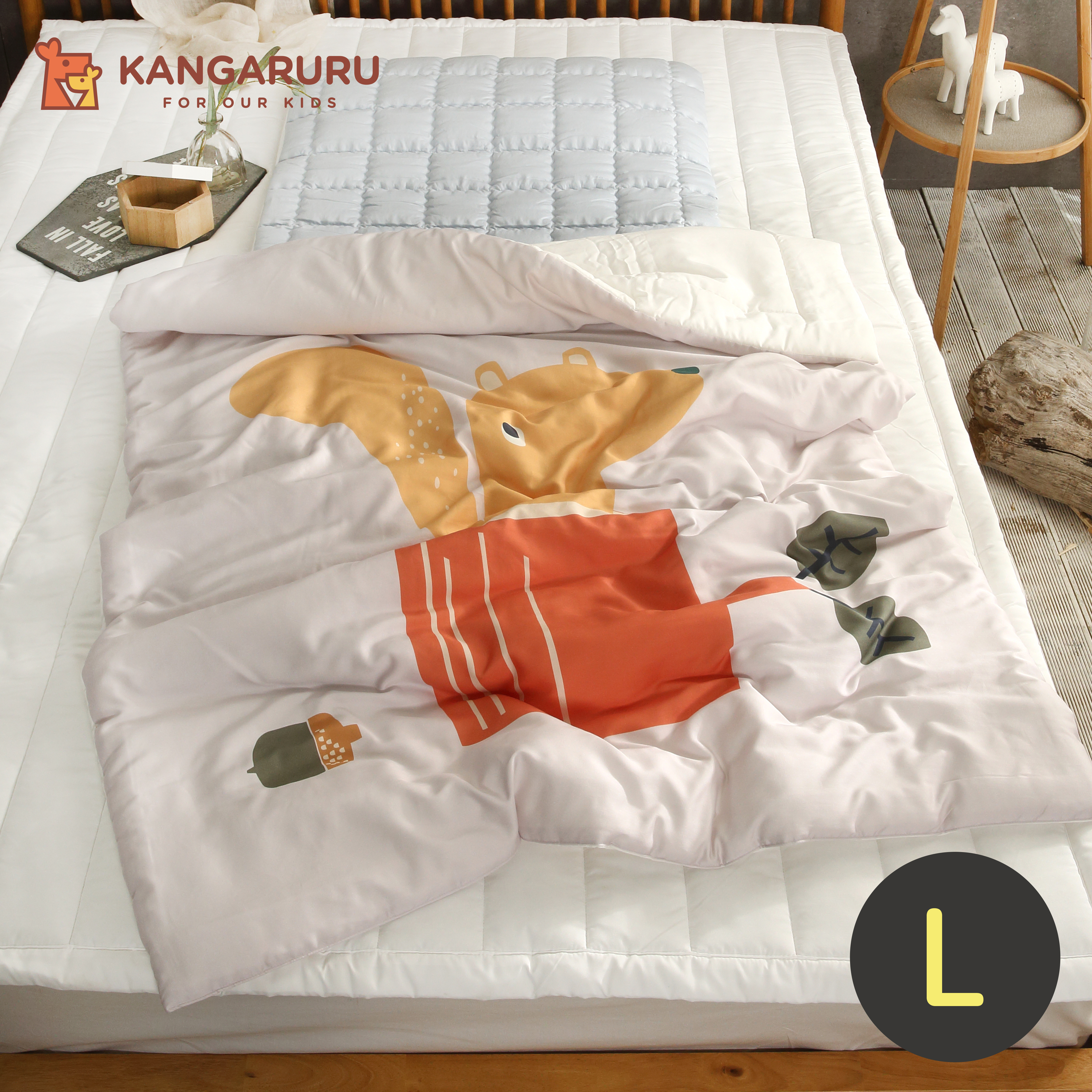 親膚抗菌防蹣寶貝毯L【松鼠Doto】-韓國Kangaruru袋鼠寶寶甜睡安全寢具