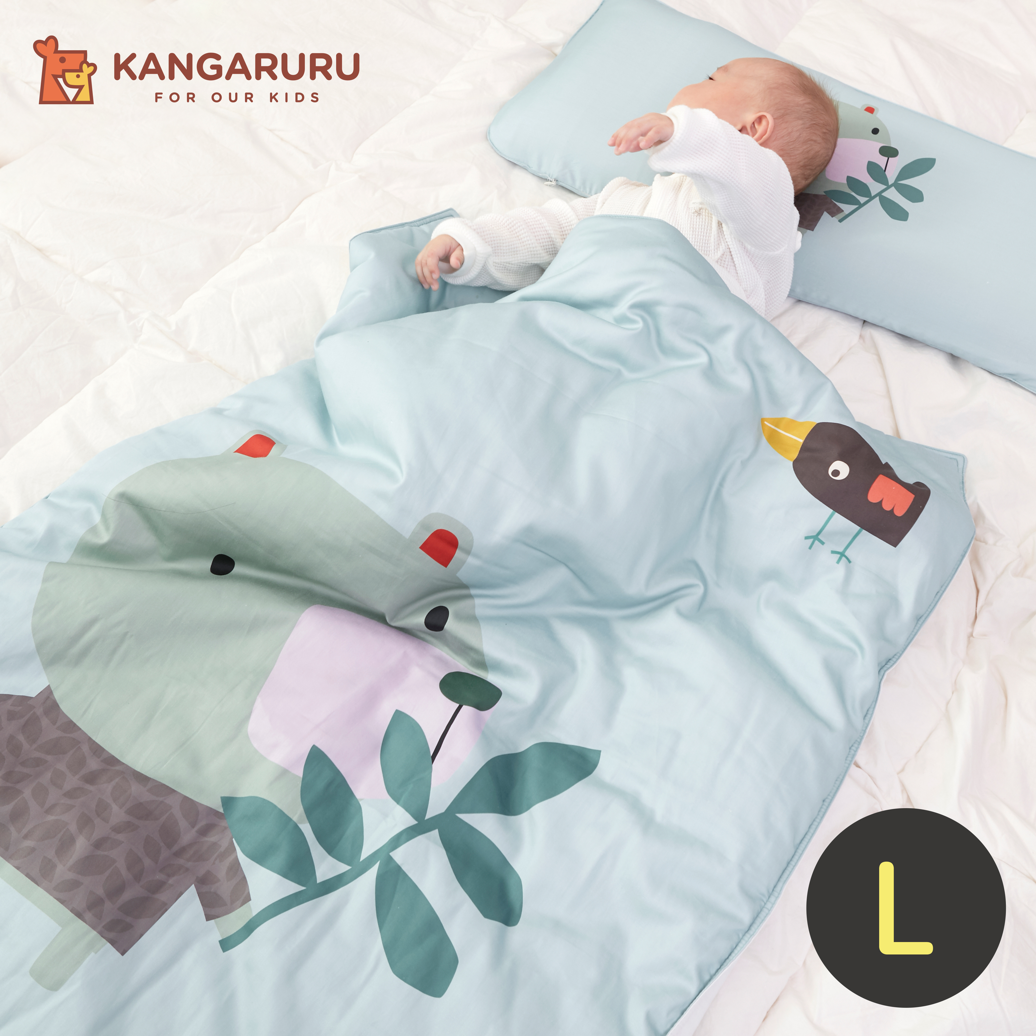 親膚抗菌防蹣寶貝毯L【熊熊Koemi】-韓國Kangaruru袋鼠寶寶甜睡安全寢具