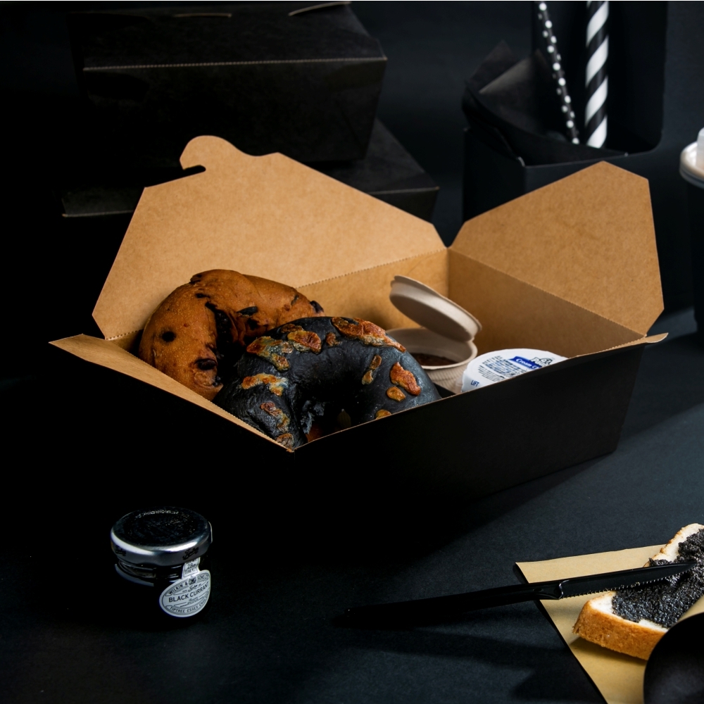 牛皮紙方形餐盒-全牛滿黑 2000ml 3號