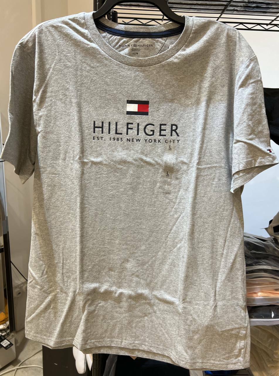 [S] TOMMY HILFIGER ESSENTIAL HILFIGER LOGO T-SHIRT, GREY, 78E9866004-D3 (STH55)