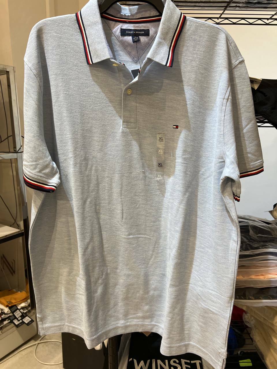 [S] TOMMY HILFIGER BASIC FIT ESSENTIAL PERFORMANCE POLO, BLUE, 78E7456478-FA (STH57)