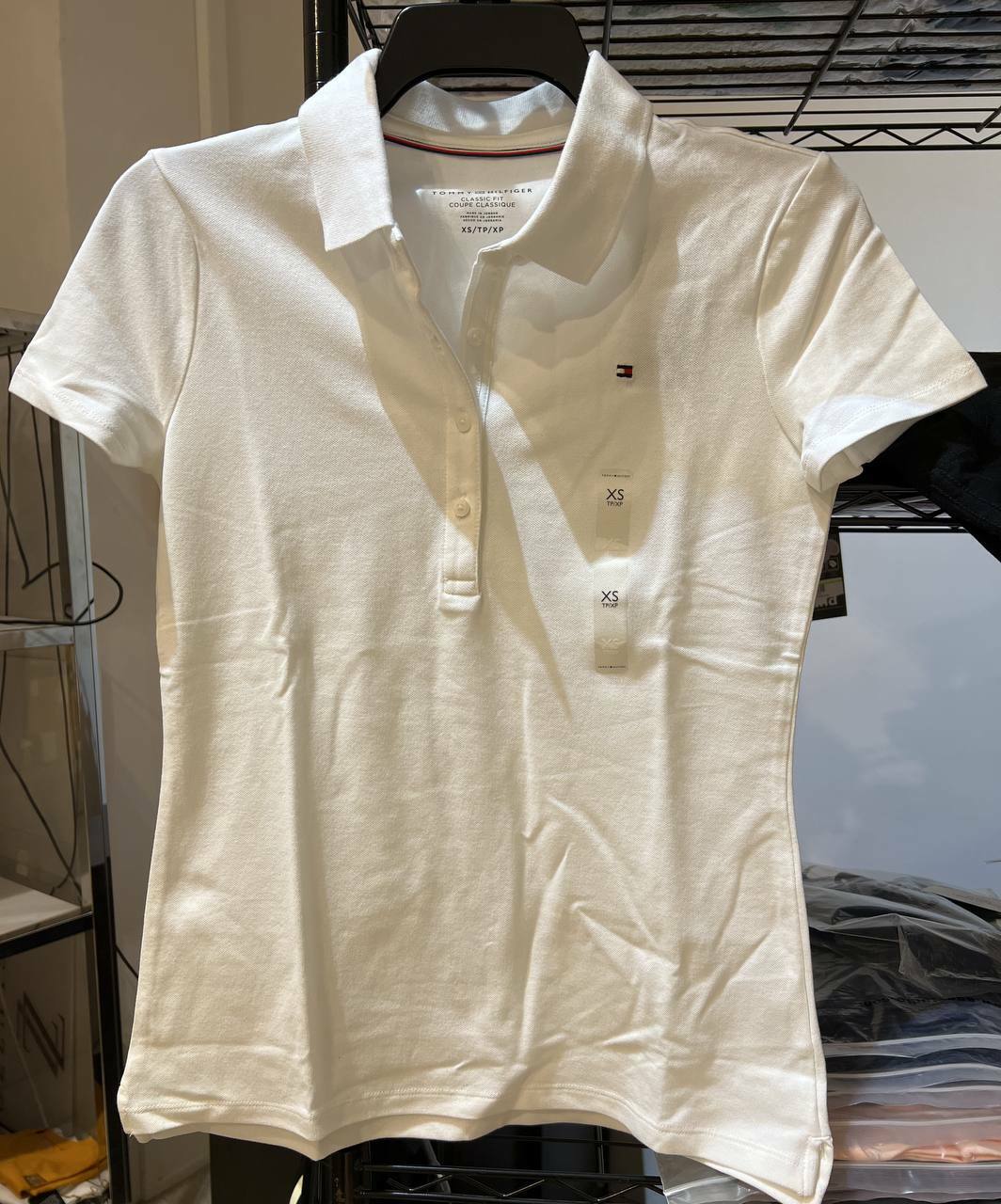 [S] TOMMY HILFIGER REGULAR FIT ESSENTIAL STRETCH COTTON POLO, WHITE , 7695226100-CORE (STH58)