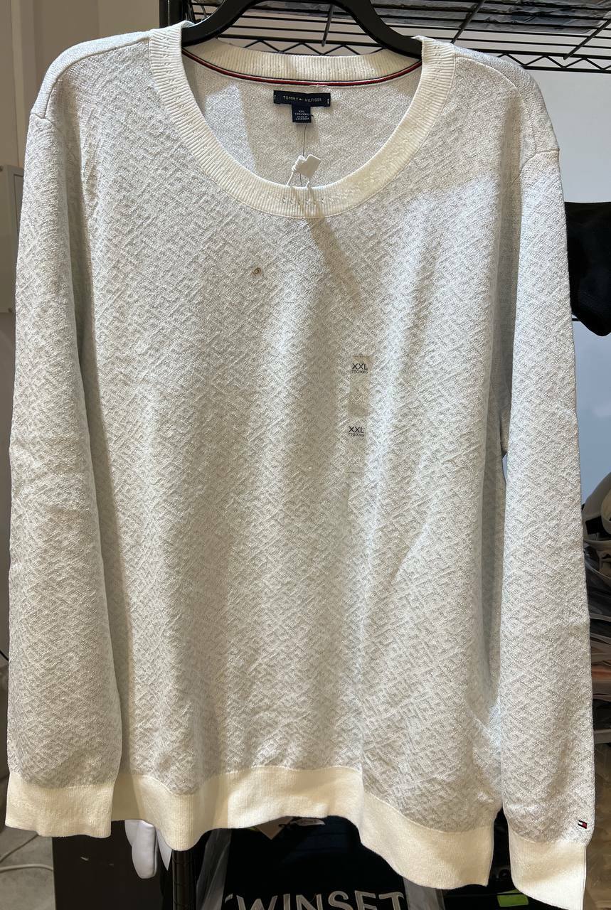 [S] TOMMY HILFIGER LONG SLEEVE SWEATER, WHITE , 76J2039110-D10 (STH59)