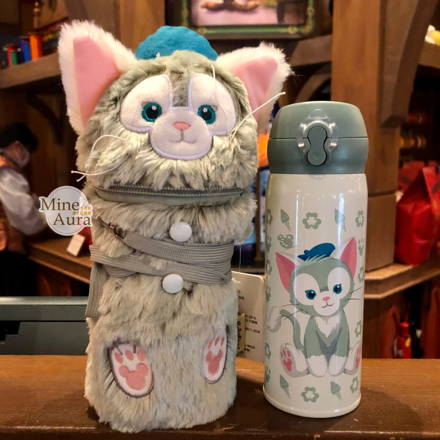 傑拉托尼 畫家貓 Gelatoni 保溫瓶+絨毛造型杯套 -上海迪士尼樂園