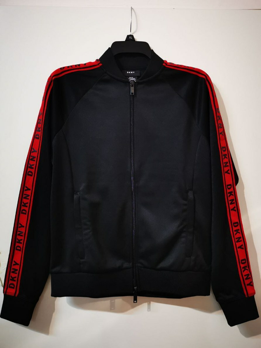 [S] DKNY RETRO TRACK JACKET,BLACK/RED, M3960089-BLK (SD63)