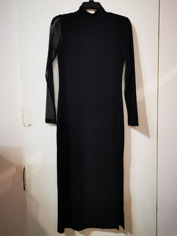 [S] DKNY MESH SLEEVE DRESS, BLACK, P1JD7KRX-BLACK (SD33)