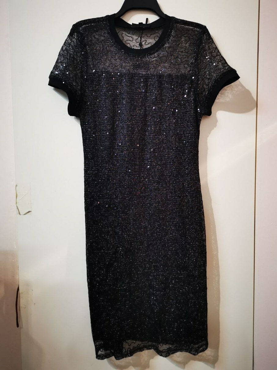 [S] DKNY BLING DRESS,BLACK, P1JD8KUC-BLACK (SD84)