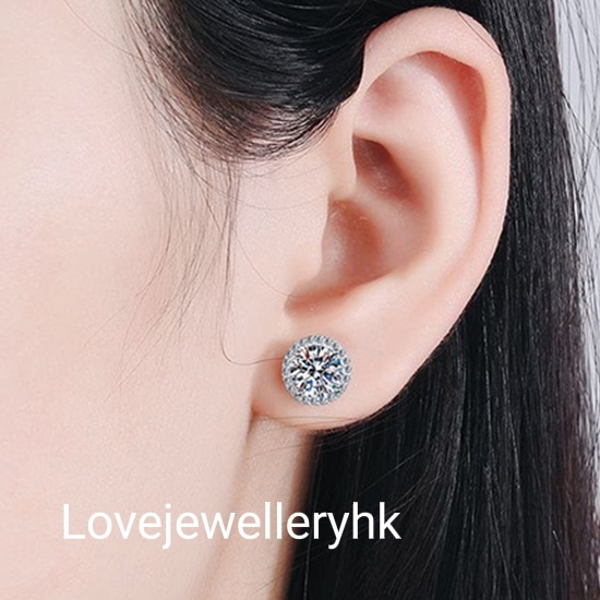 圓包莫桑鑽耳環    E1C020
