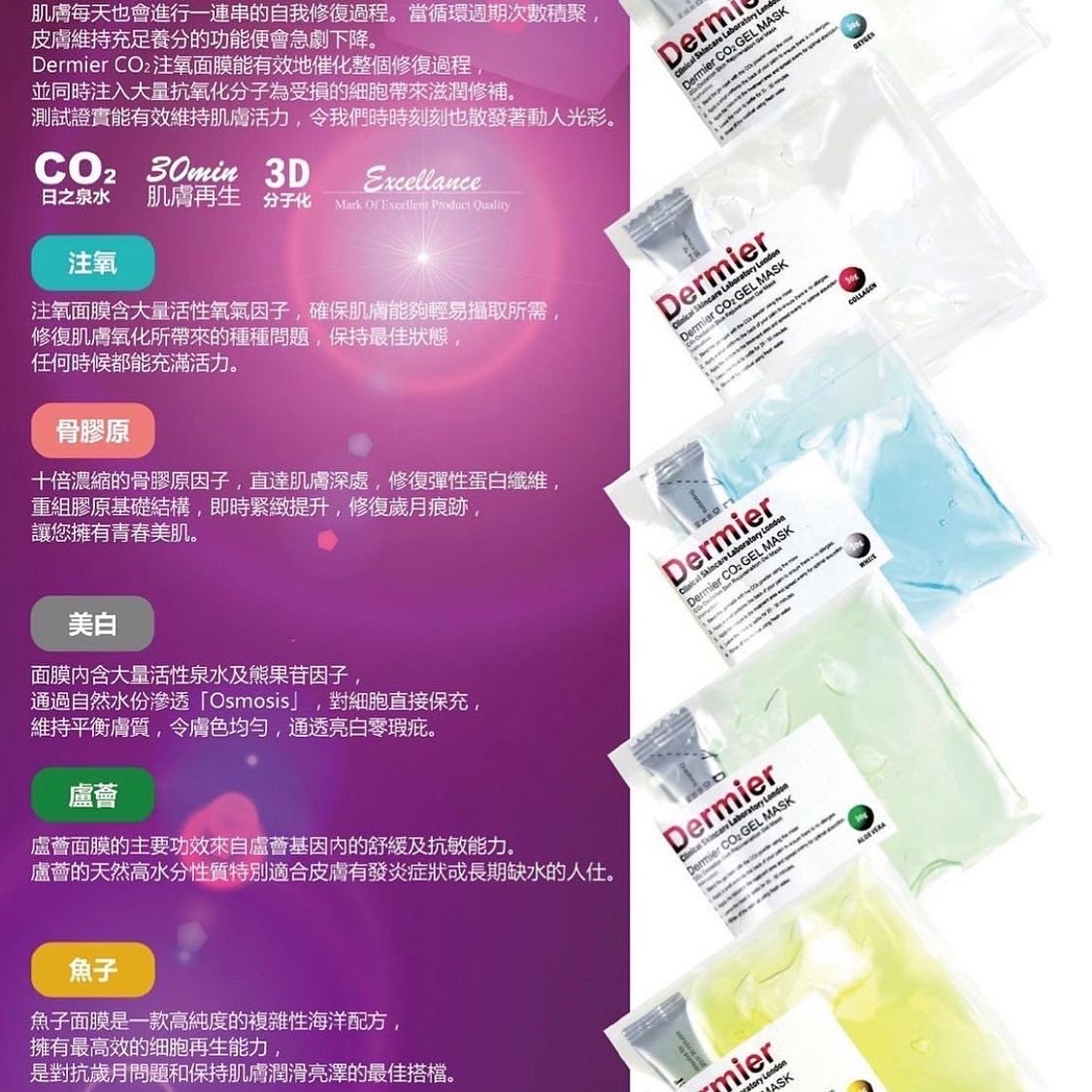Dermier 注氧面膜系列 (一共有5款)