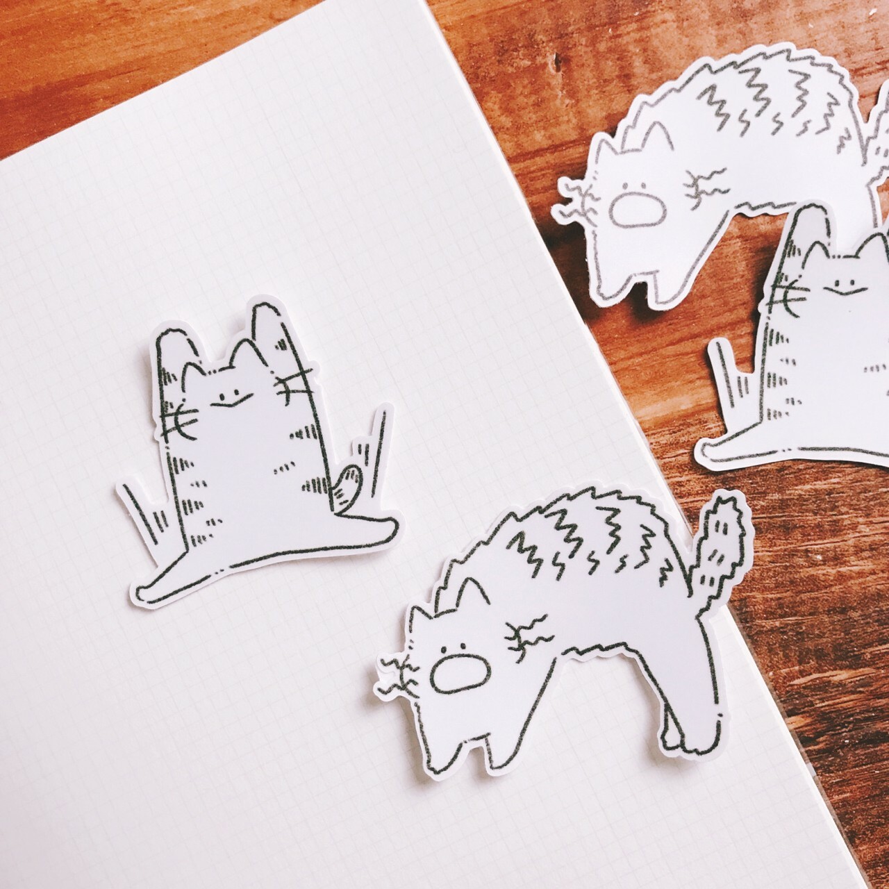 魚餅一隻熊｜怪怪貓 防水大貼紙